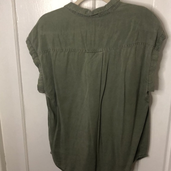 JACHS Girlfriend Short Dolman Sleeve Button Up V Neck Round Hem Shirt Top XL - Picture 6 of 10